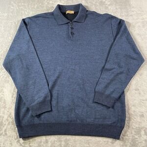 VTG Montechiaro Sweater Men XL Blue Wool Blend Office Preppy Italy Luxury Casual